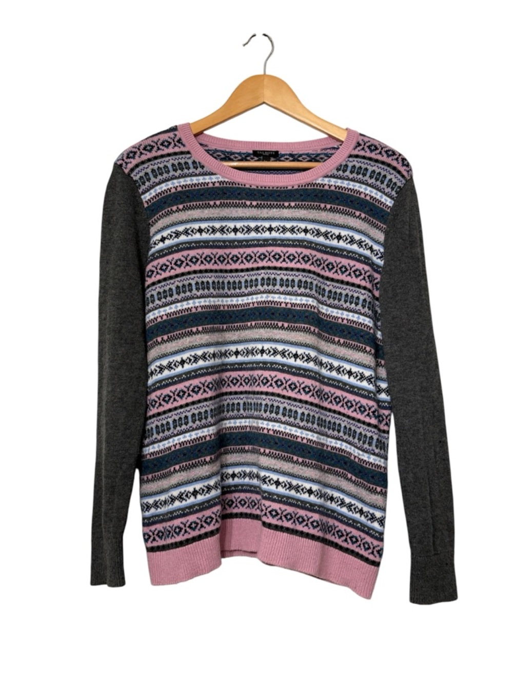 Talbots Fair Isle Wool Blend Sweater Cottage Ski Pastel Women’s Large Petite